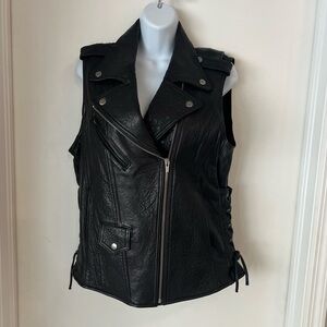 VEDA Leather Moto Vest M